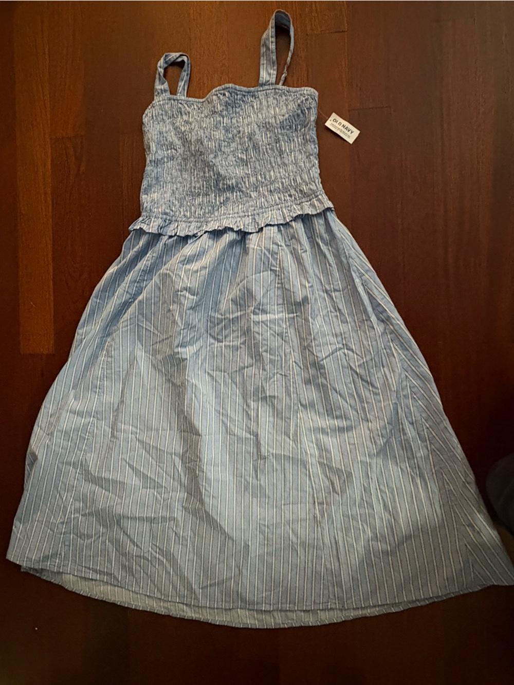 Old Navy Blue and White Striped Midi Dress
